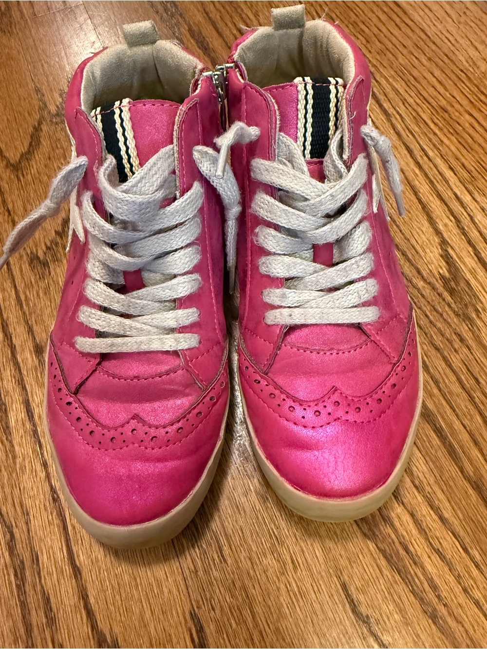 Girls SHUSHOP Paulina Pink High-Top Sneakers with Side Zip